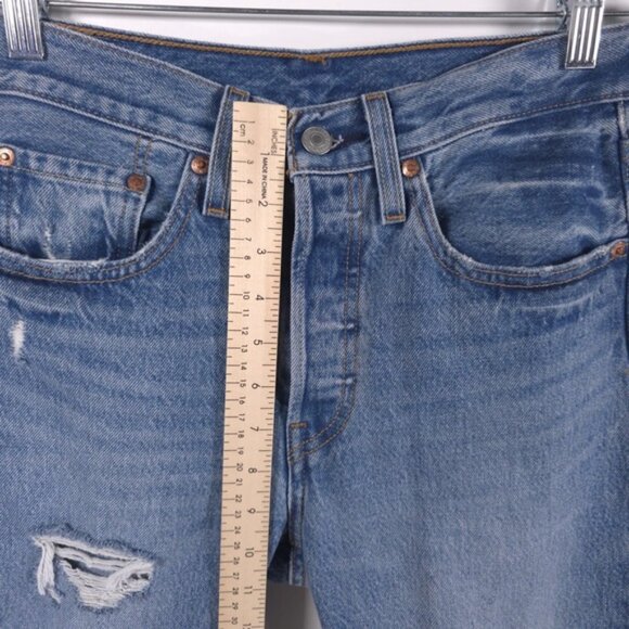 LEVIS PREMIUM 501 S Skinny Distressed Button Fly Jeans 100% Cotton W26 L32 - Picture 8 of 15